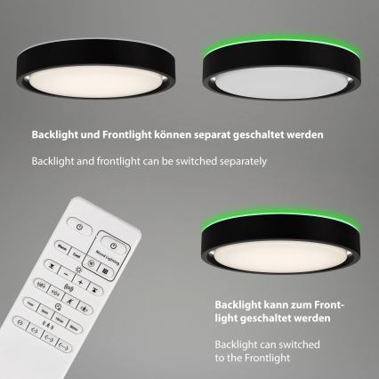 Briloner 3227-015 - LED RGB ściemnialna lampa sufitowa z czujnikiem TALENA LED/24W/230V czarna + pilot do zdalnego sterowania