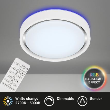 Briloner 3227-016 - LED RGB Oświetlenie ściemnialne z czujnikiem TALENA LED/24W/230V białe + pilot zdalnego sterowania