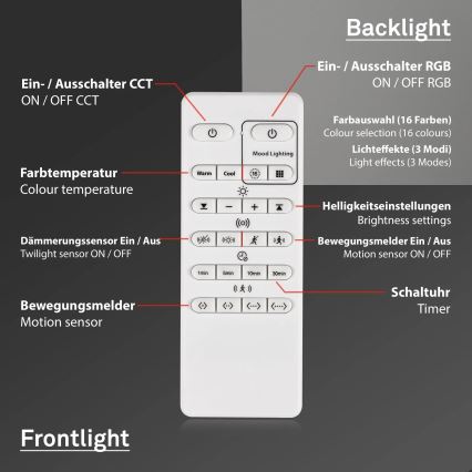 Briloner 3227-016 - LED RGB Oświetlenie ściemnialne z czujnikiem TALENA LED/24W/230V białe + pilot zdalnego sterowania