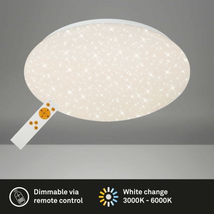 Briloner 3373-016 - LED ściemnialna lampa sufitowa STARRY LED/15W/230V 3000-6500K śr. 28 cm biała + pilot zdalnego sterowania