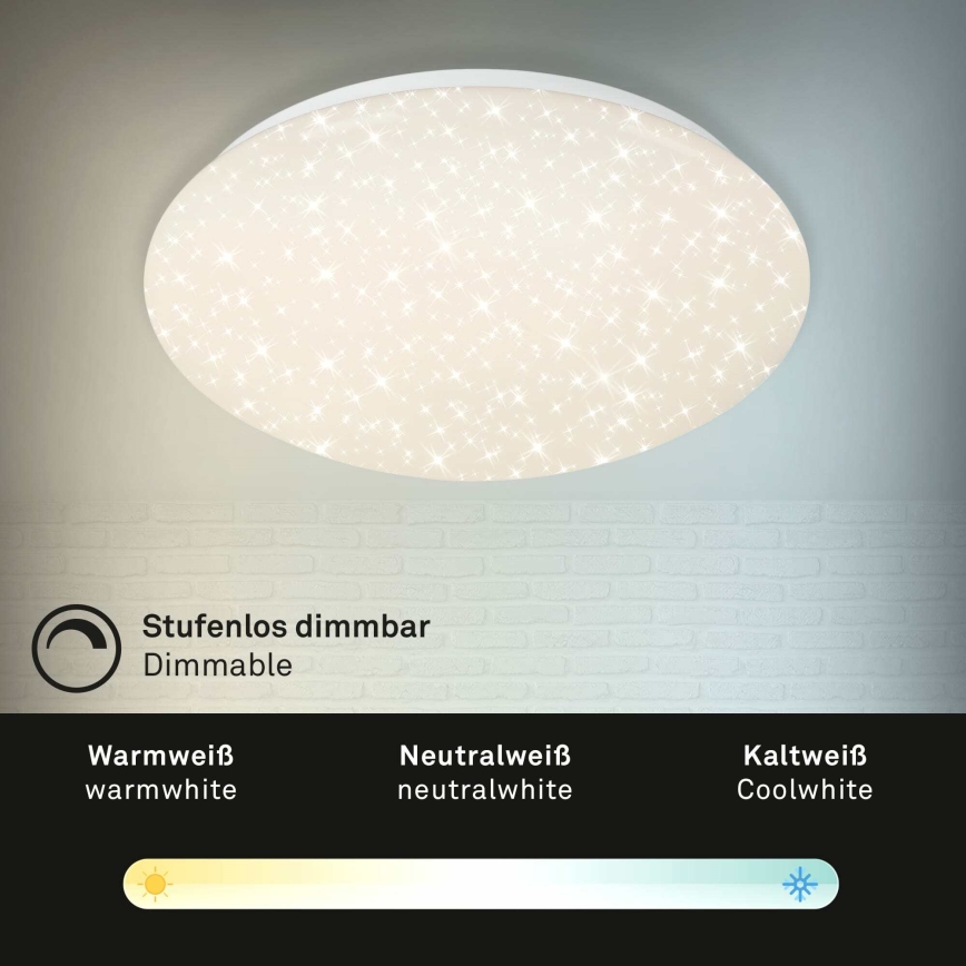 Briloner 3373-016 - LED ściemnialna lampa sufitowa STARRY LED/15W/230V 3000-6500K śr. 28 cm biała + pilot zdalnego sterowania