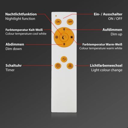 Briloner 3373-016 - LED ściemnialna lampa sufitowa STARRY LED/15W/230V 3000-6500K śr. 28 cm biała + pilot zdalnego sterowania