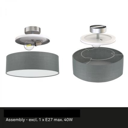 Briloner 3375-024 - Lampa sufitowa 1xE27/40W/230V śr. 30 cm szara