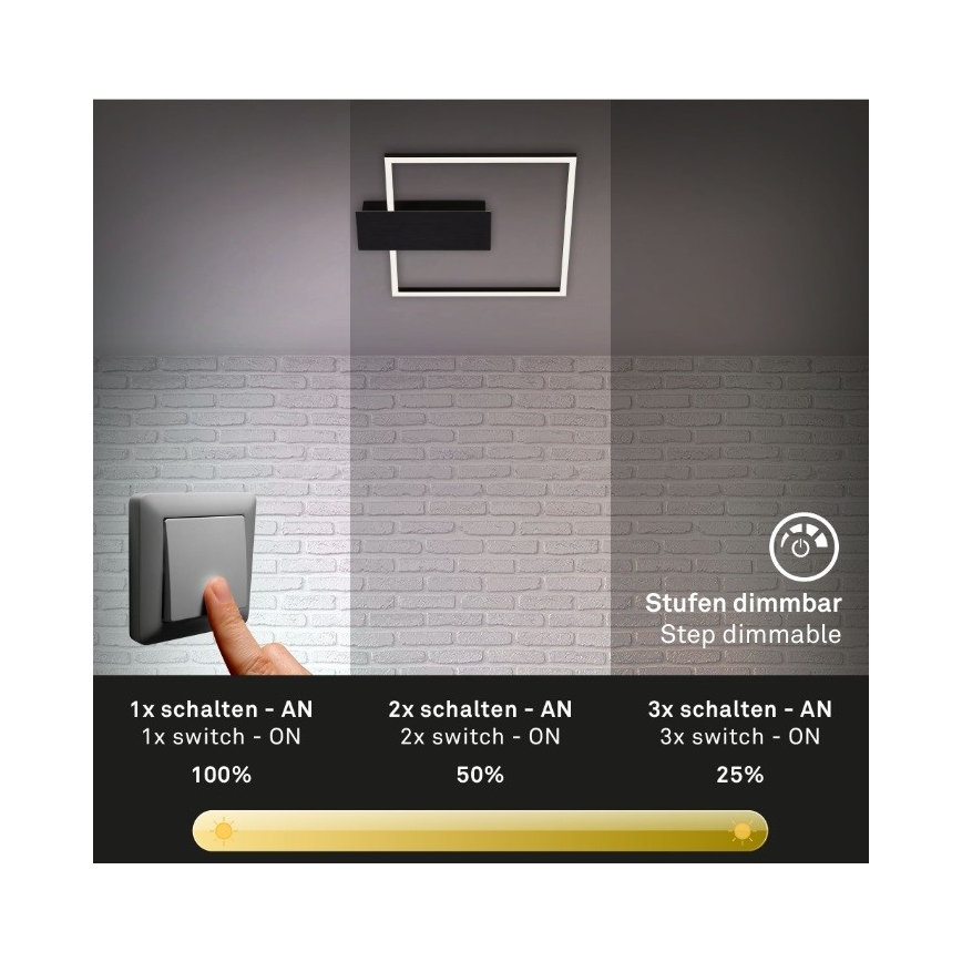 Briloner 3544-015 - LED Plafon ściemnialny NICO LED/12W/230V czarny