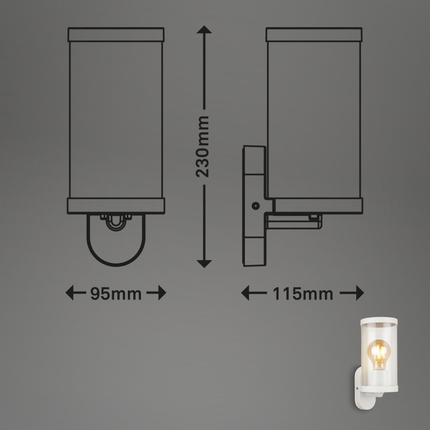 Briloner 3600-016 - Kinkiet zewnętrzny KAIRO 1xE27/12W/230V IP44 biały