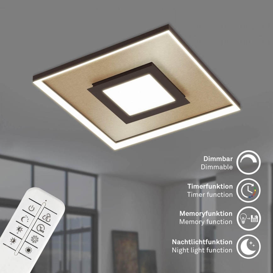 Briloner 3641-017 - LED Plafon ściemnialny FRAME LED/30W/230V 2700-6500K złoty + pilot zdalnego sterowania