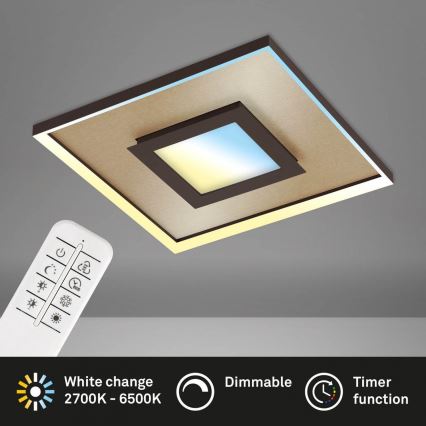 Briloner 3641-017 - LED Plafon ściemnialny FRAME LED/30W/230V 2700-6500K złoty + pilot zdalnego sterowania