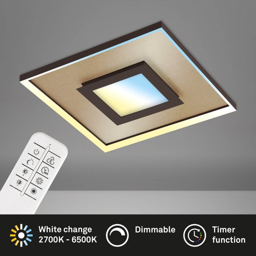 Briloner 3641-017 - LED Plafon ściemnialny FRAME LED/30W/230V 2700-6500K złoty + pilot zdalnego sterowania