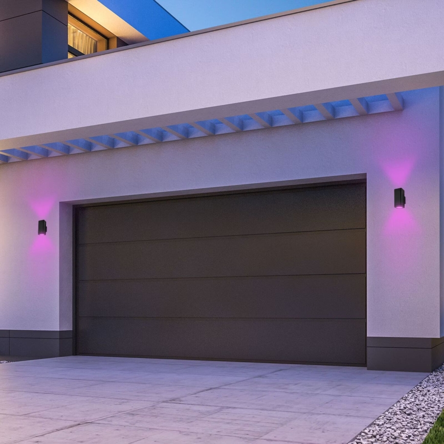 Briloner 3675-025 - LED RGBW Ściemnialny kinkiet zewnętrzny 2xLED/8,5W/230V 3000-6500K Wi-Fi Tuya IP44 czarny