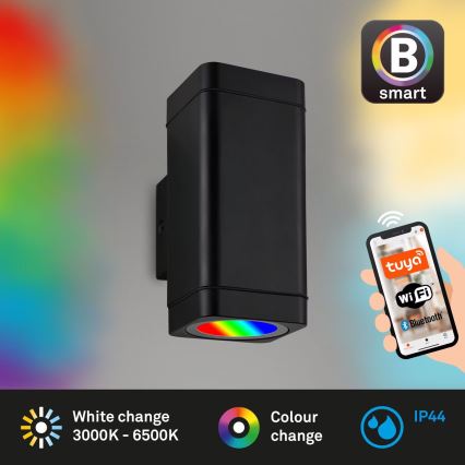 Briloner 3675-025 - LED RGBW Ściemnialny kinkiet zewnętrzny 2xLED/8,5W/230V 3000-6500K Wi-Fi Tuya IP44 czarny