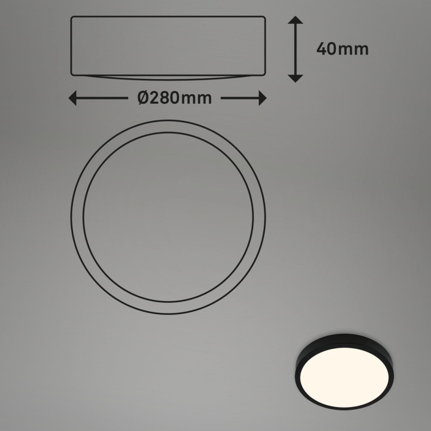 Briloner 3700-015 - LED Plafon RUNA LED/16W/230V 3000K śr. 28 cm czarny