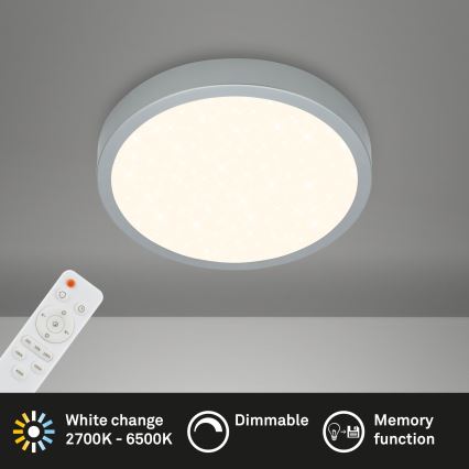 Briloner 3701-014 - LED Plafon ściemnialny RUNA LED/18W/230V 2700-6500K srebrny + pilot zdalnego sterowania