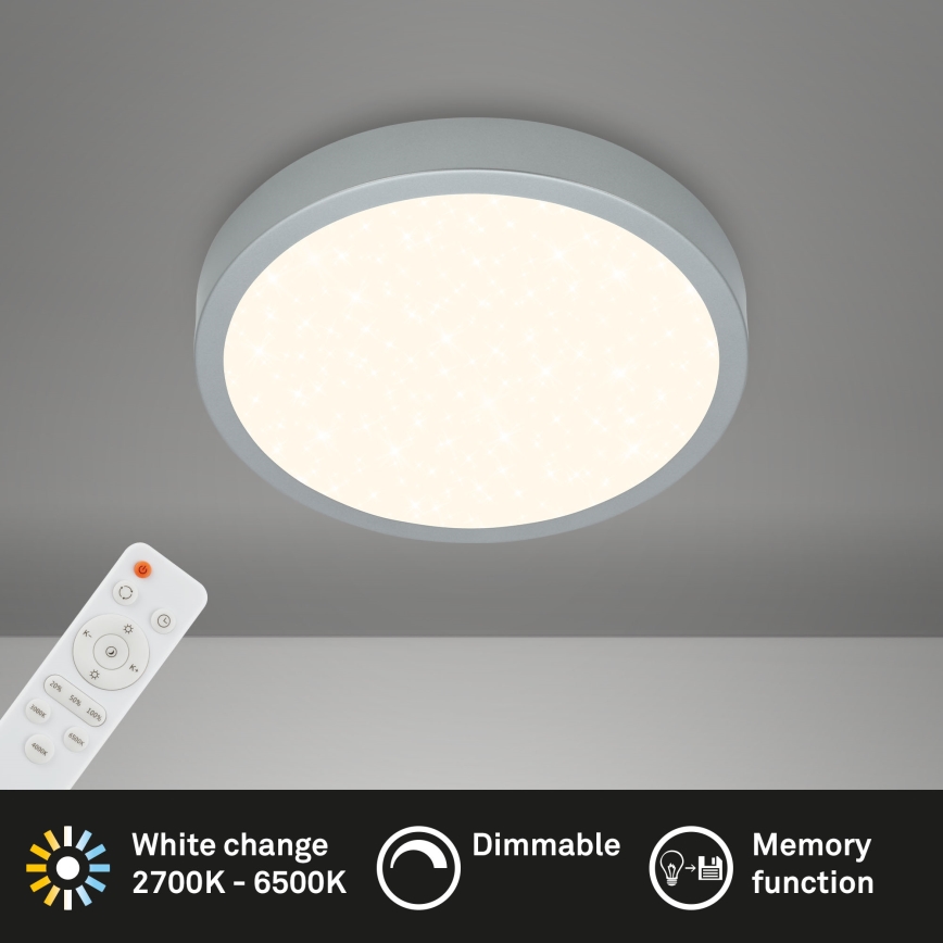 Briloner 3701-014 - LED Plafon ściemnialny RUNA LED/18W/230V 2700-6500K srebrny + pilot zdalnego sterowania