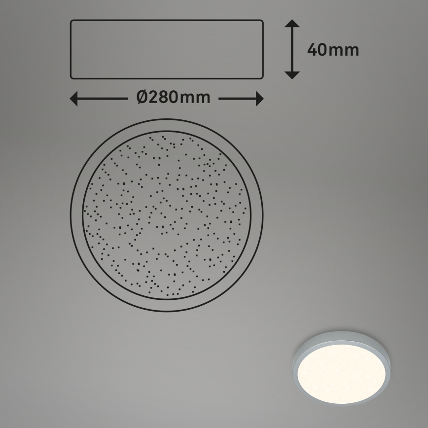 Briloner 3701-014 - LED Plafon ściemnialny RUNA LED/18W/230V 2700-6500K srebrny + pilot zdalnego sterowania