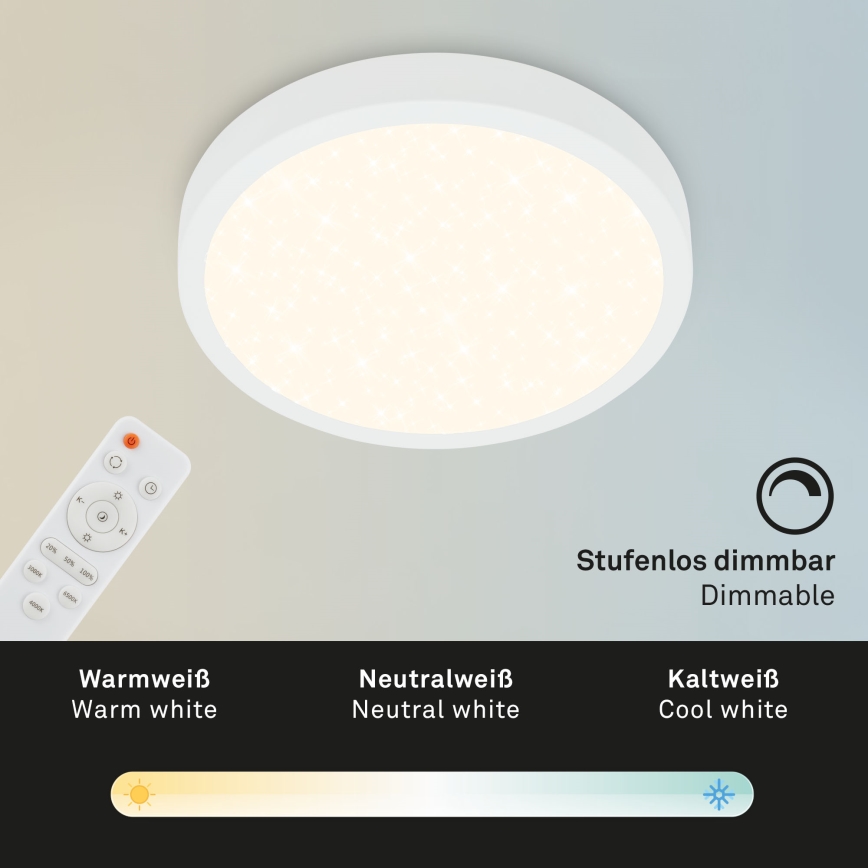 Briloner 3701-016 - LED Plafon ściemnialny RUNA LED/18W/230V 2700-6500K biały + pilot zdalnego sterowania