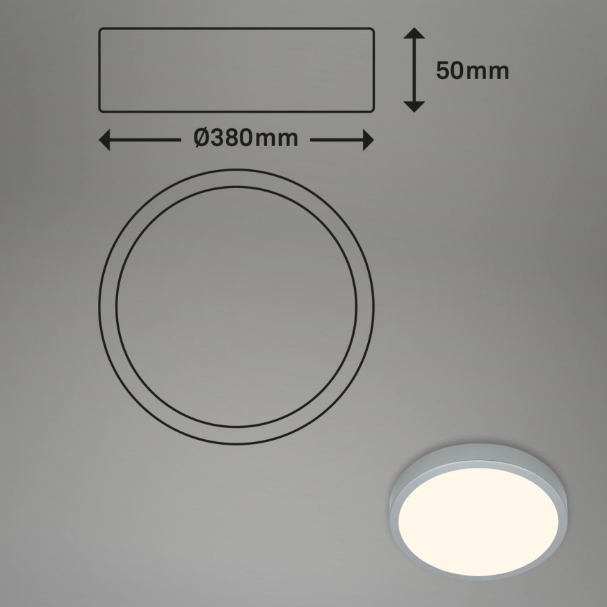 Briloner 3703-014 - LED Plafon RUNA LED/24W/230V 3000K śr. 38 cm srebrny