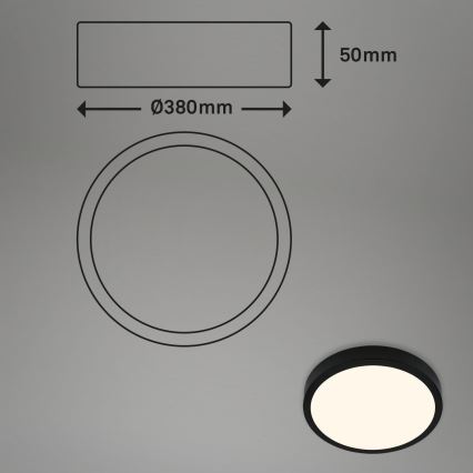Briloner 3703-015 - LED Plafon RUNA LED/24W/230V 3000K śr. 38 cm czarny