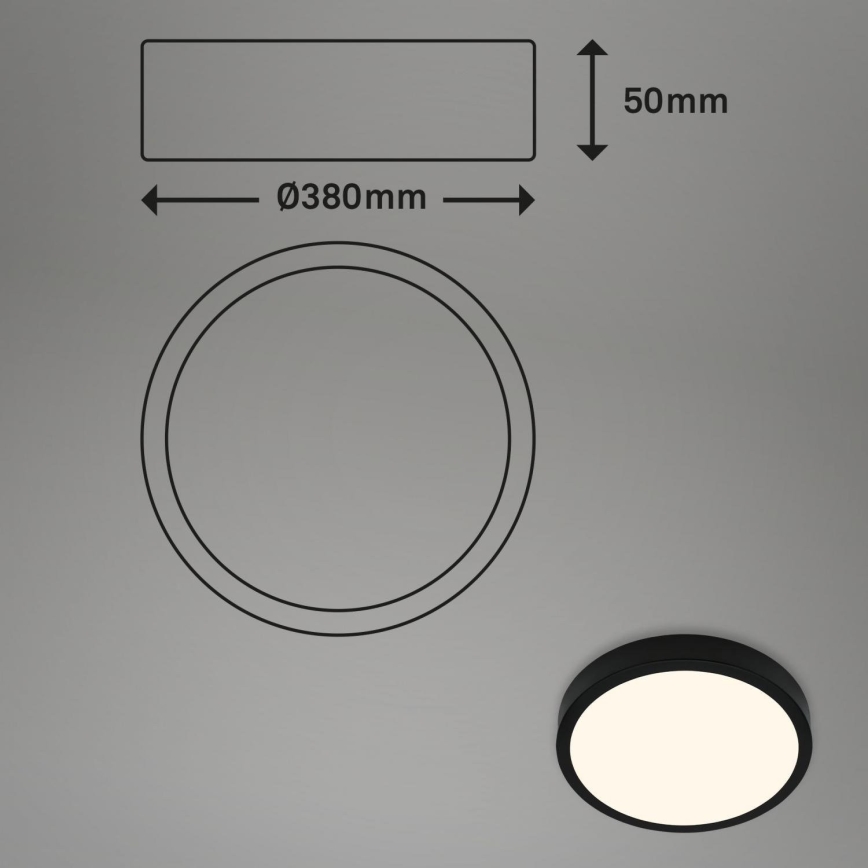 Briloner 3703-015 - LED Plafon RUNA LED/24W/230V 3000K śr. 38 cm czarny
