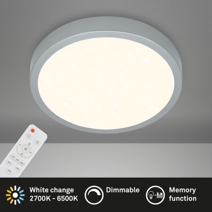 Briloner 3704-014-LED Plafon ściemnialny RUNA LED/22W/230V 2700-6500K srebrny + pilot zdalnego sterowania