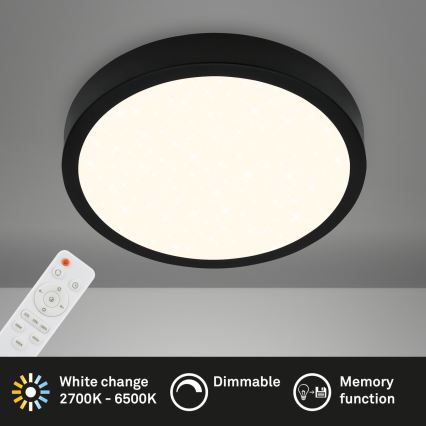 Briloner 3704-015 - LED Plafon ściemnialny RUNA LED/22W/230V 2700-6500K czarny + pilot zdalnego sterowania