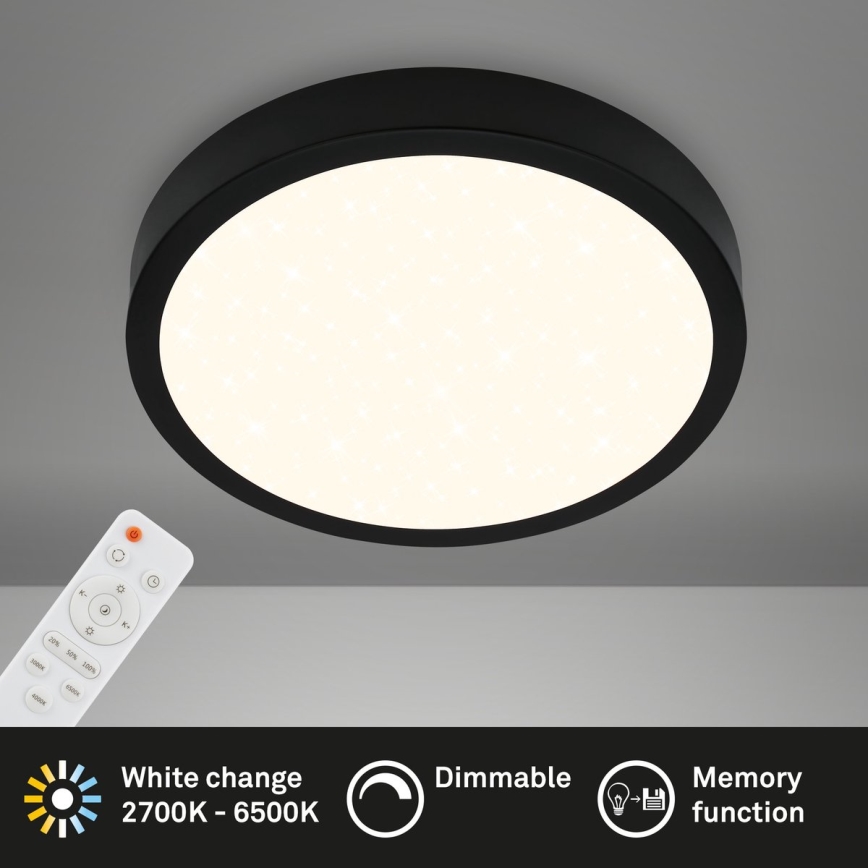 Briloner 3704-015 - LED Plafon ściemnialny RUNA LED/22W/230V 2700-6500K czarny + pilot zdalnego sterowania