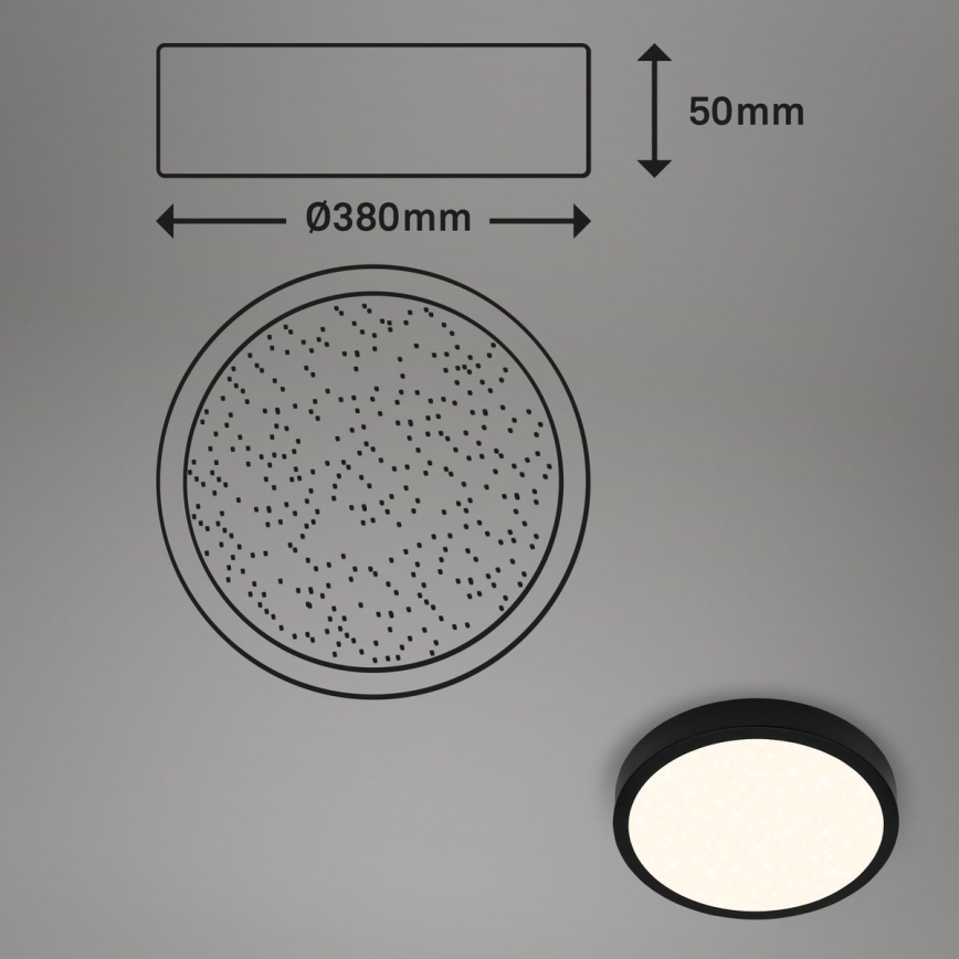 Briloner 3704-015 - LED Plafon ściemnialny RUNA LED/22W/230V 2700-6500K czarny + pilot zdalnego sterowania