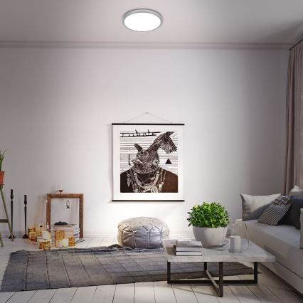 Briloner 3709-014 - Ściemnialna lampa sufitowa RGBW LED/22W/230V 4000K śr. 38 cm srebrny + zdalne sterowanie