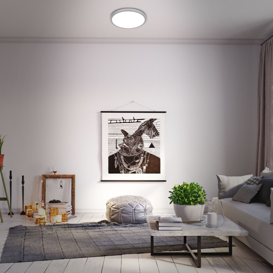 Briloner 3709-014 - Ściemnialna lampa sufitowa RGBW LED/22W/230V 4000K śr. 38 cm srebrny + zdalne sterowanie