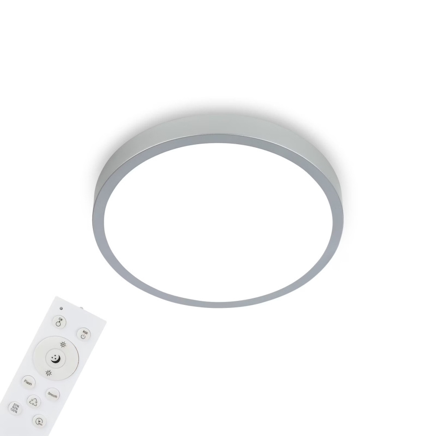 Briloner 3709-014 - Ściemnialna lampa sufitowa RGBW LED/22W/230V 4000K śr. 38 cm srebrny + zdalne sterowanie