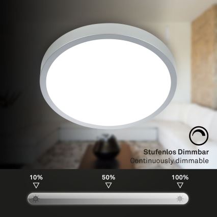 Briloner 3709-014 - Ściemnialna lampa sufitowa RGBW LED/22W/230V 4000K śr. 38 cm srebrny + zdalne sterowanie
