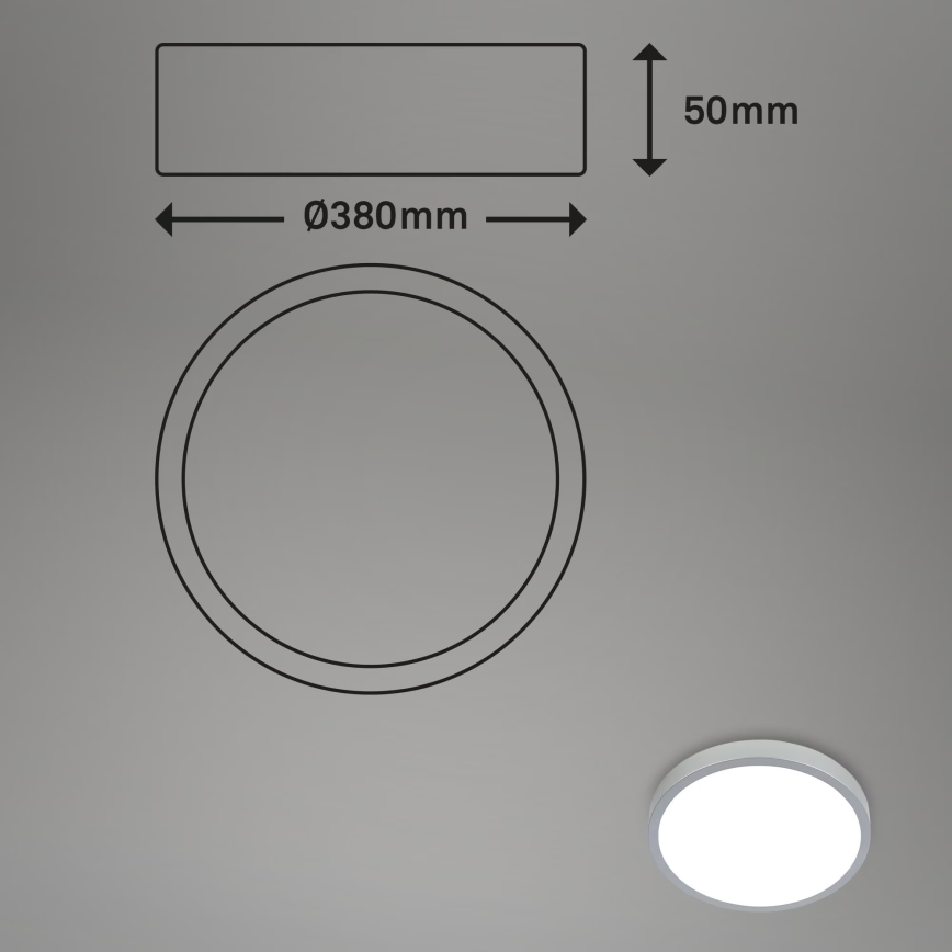 Briloner 3709-014 - Ściemnialna lampa sufitowa RGBW LED/22W/230V 4000K śr. 38 cm srebrny + zdalne sterowanie