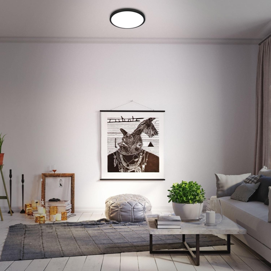 Briloner 3709-015 - Ściemnialna lampa sufitowa RGBW LED/22W/230V 4000K śr. 38 cm czarny + zdalne sterowanie