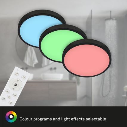 Briloner 3709-015 - Ściemnialna lampa sufitowa RGBW LED/22W/230V 4000K śr. 38 cm czarny + zdalne sterowanie
