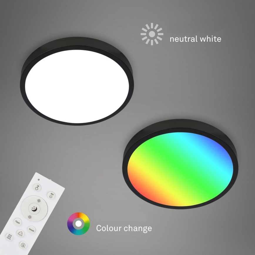 Briloner 3709-015 - Ściemnialna lampa sufitowa RGBW LED/22W/230V 4000K śr. 38 cm czarny + zdalne sterowanie