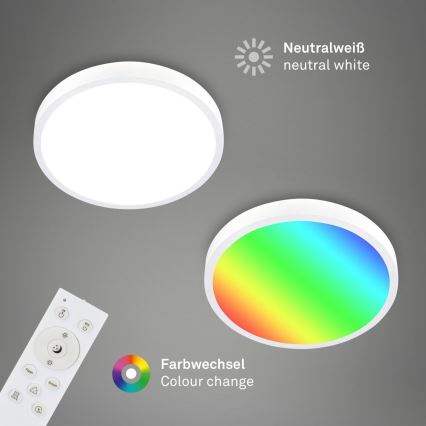 Briloner 3709-016 - Ściemnialna lampa sufitowa RGBW LED/22W/230V 4000K śr. 38 cm biały + zdalne sterowanie