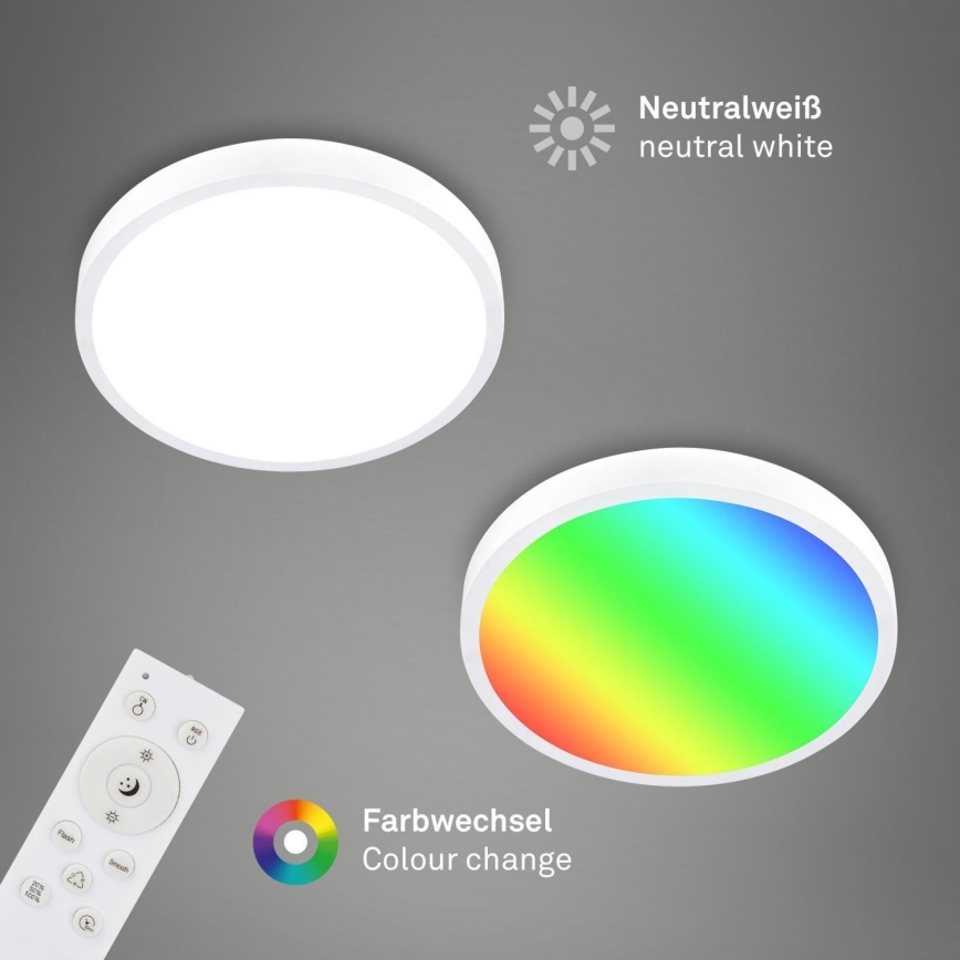 Briloner 3709-016 - Ściemnialna lampa sufitowa RGBW LED/22W/230V 4000K śr. 38 cm biały + zdalne sterowanie