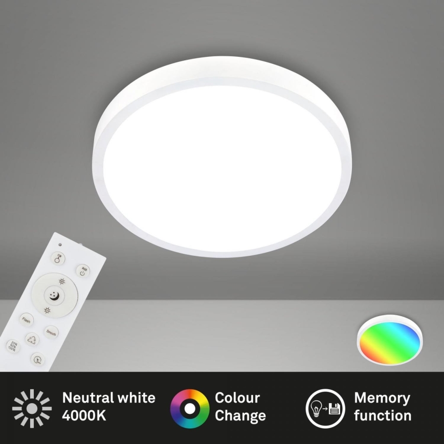 Briloner 3709-016 - Ściemnialna lampa sufitowa RGBW LED/22W/230V 4000K śr. 38 cm biały + zdalne sterowanie