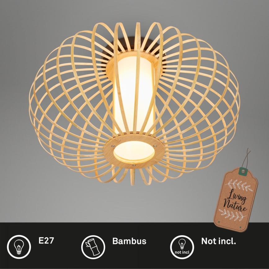 Briloner 3759011 - Lampa sufitowa 1xE27/10W/230V śr. 40 cm bambus