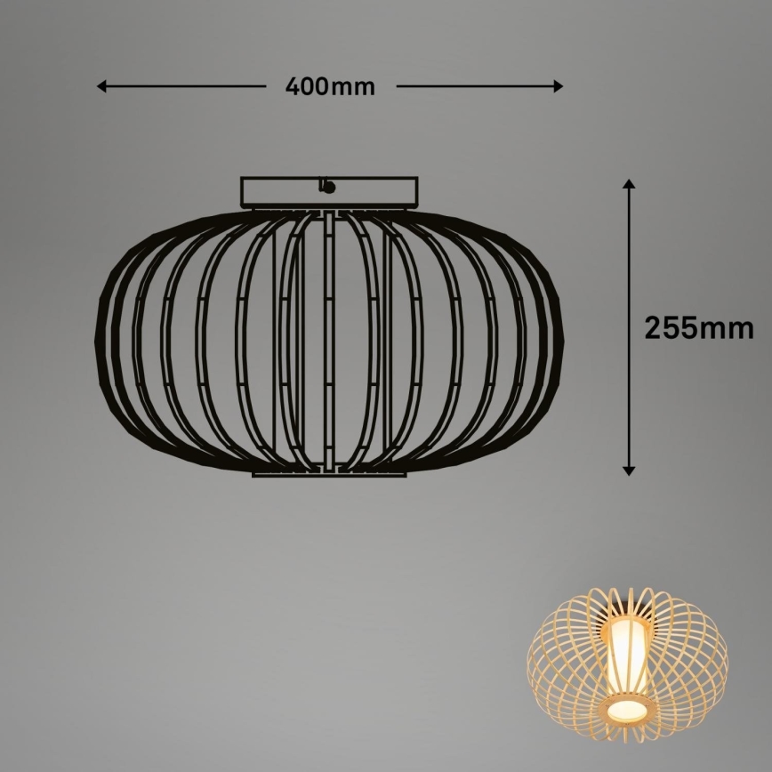 Briloner 3759011 - Lampa sufitowa 1xE27/10W/230V śr. 40 cm bambus
