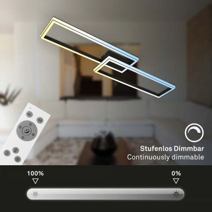 Briloner 3761015 - Ściemnialna lampa sufitowa LED/45W/230V 2700-6500K czarna + zdalne sterowanie