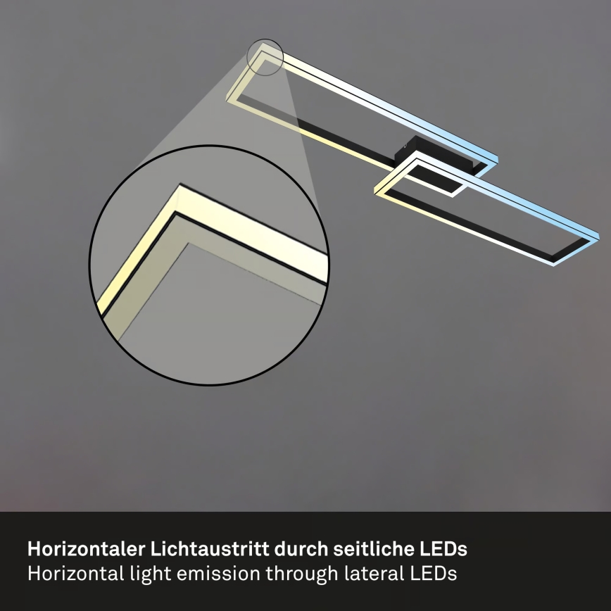 Briloner 3761015 - Ściemnialna lampa sufitowa LED/45W/230V 2700-6500K czarna + zdalne sterowanie