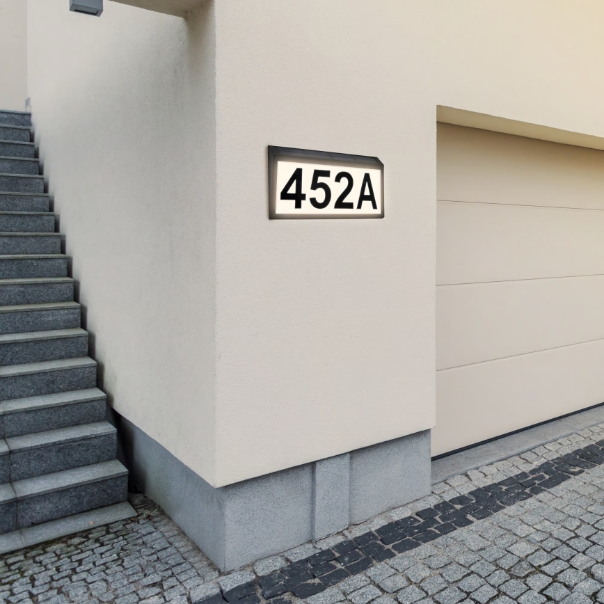 Briloner 3797015 - Solarny podświetlany numer domu LED 0,5W/1,2V 1200 mAh IP44