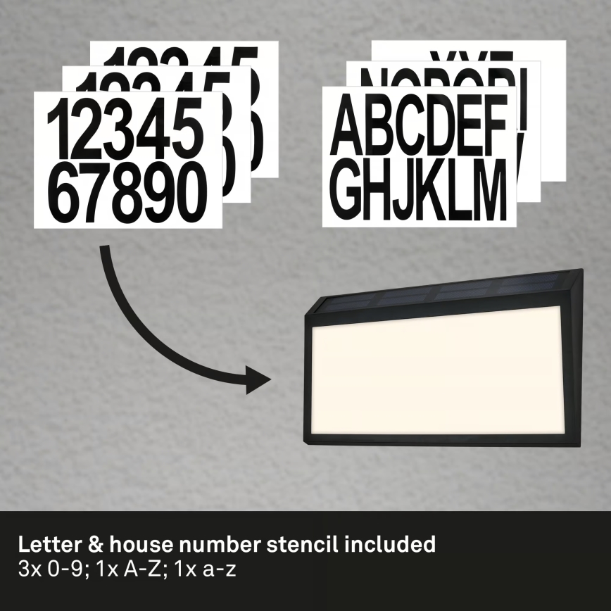 Briloner 3797015 - Solarny podświetlany numer domu LED 0,5W/1,2V 1200 mAh IP44