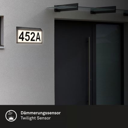 Briloner 3797015 - Solarny podświetlany numer domu LED 0,5W/1,2V 1200 mAh IP44