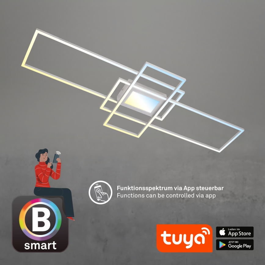 Briloner 3812019 - LED ściemnialna oprawa sufitowa RAM LED/56W/230V Wi-Fi Tuya 111x42 cm + pilot zdalnego sterowania
