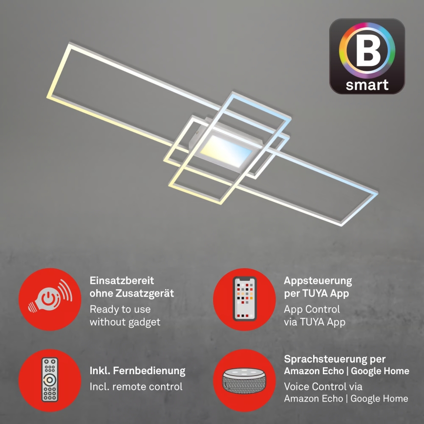 Briloner 3812019 - LED ściemnialna oprawa sufitowa RAM LED/56W/230V Wi-Fi Tuya 111x42 cm + pilot zdalnego sterowania