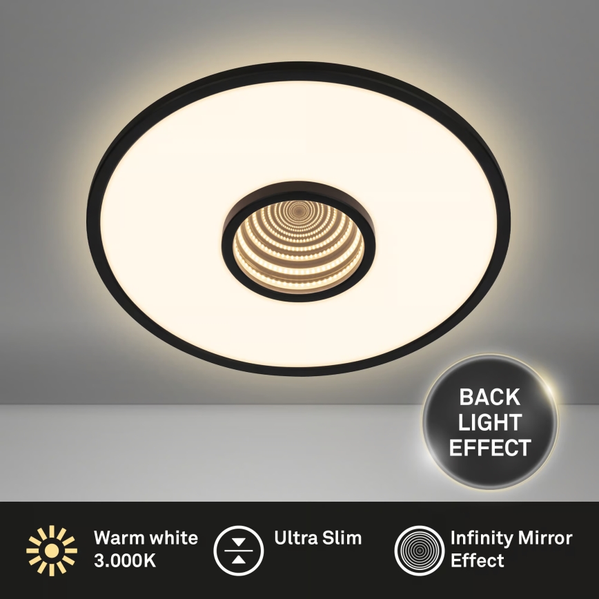 Briloner 3847015 - Lampa sufitowa LED TORO LED/18W/230V śr. 42 cm czarna