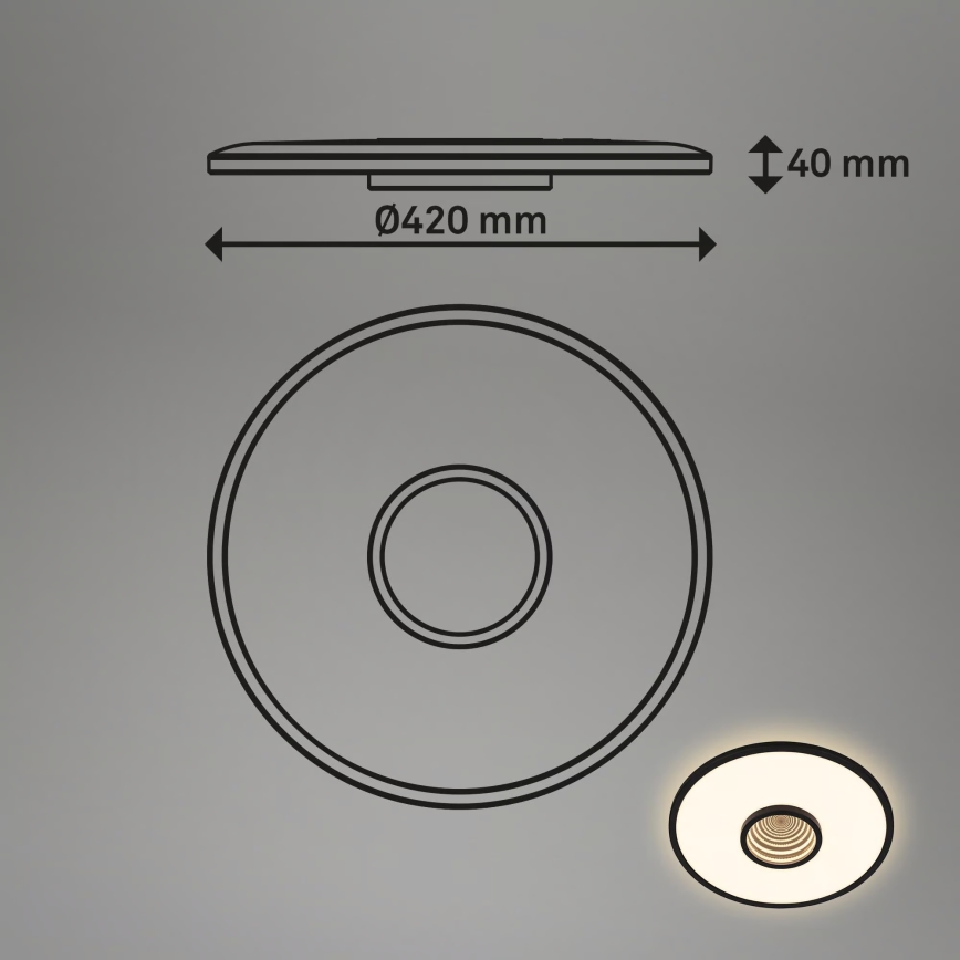 Briloner 3847015 - Lampa sufitowa LED TORO LED/18W/230V śr. 42 cm czarna