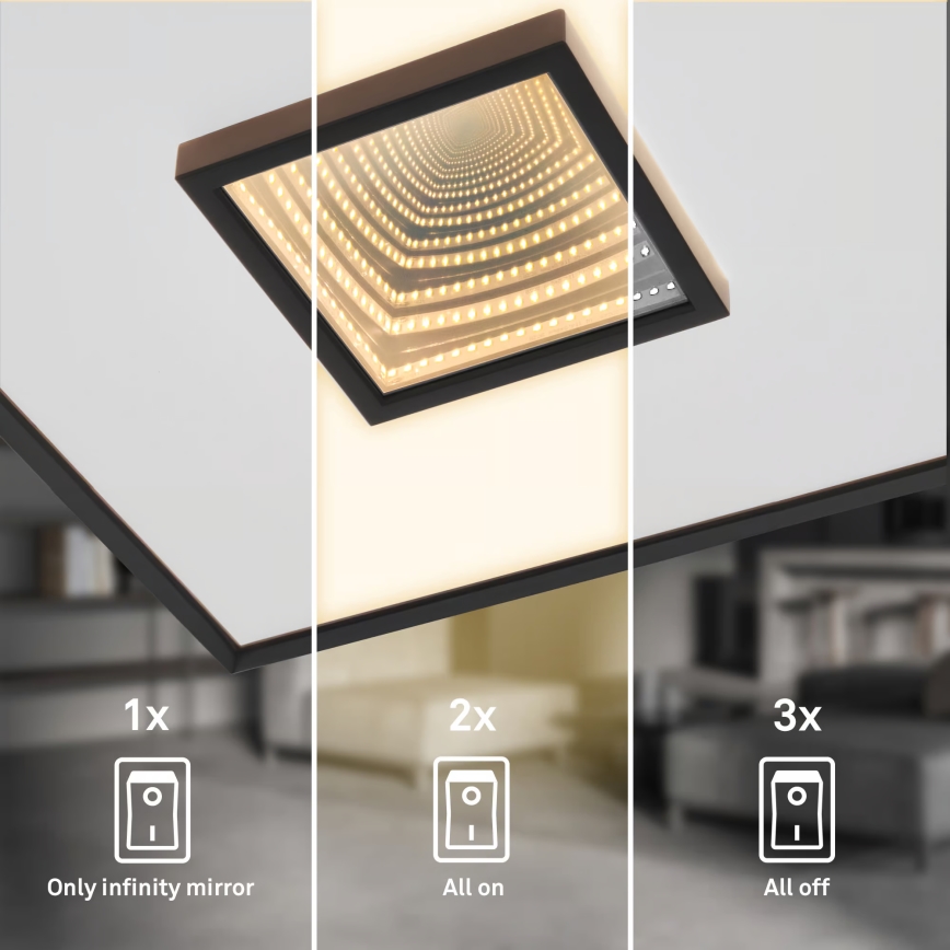 Briloner 3848015 - Oprawa sufitowa LED TORO 18W/230V 42x42 cm czarna