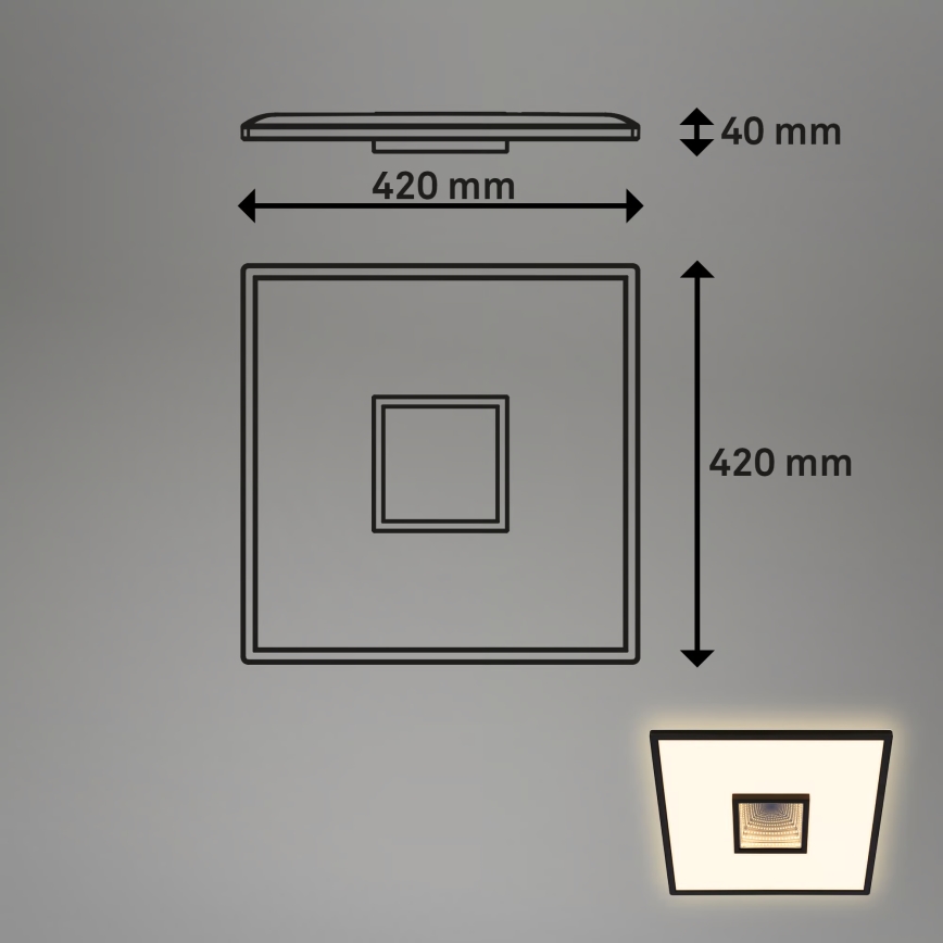 Briloner 3848015 - Oprawa sufitowa LED TORO 18W/230V 42x42 cm czarna
